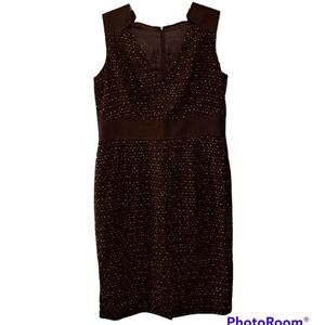 Vintage Carolina Herrera A-Line Black/White Tweed Dress Business/Work Size 6